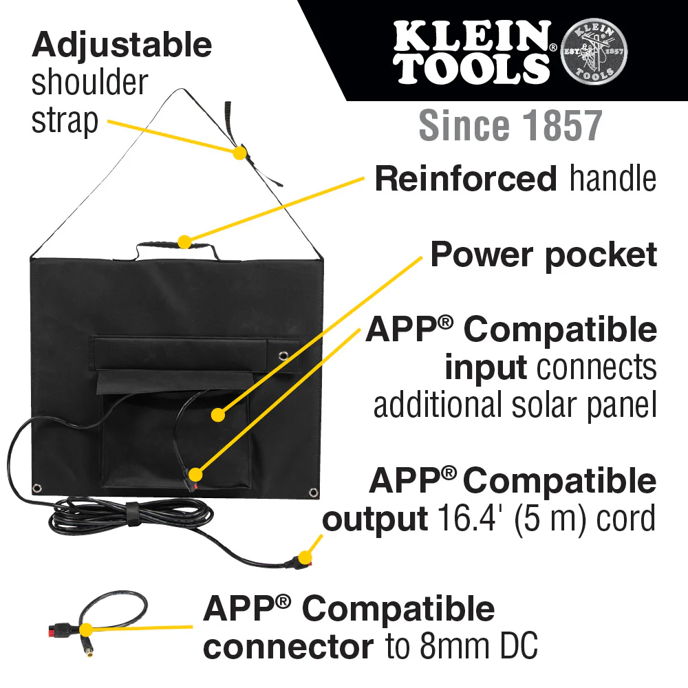 Klein Tools, 29250, Solar Panel, 60W; 18V Maximum, Monocrystalline, 2 Panels - Image 13