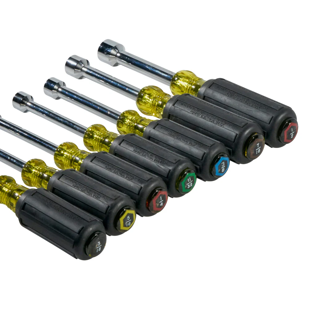 Klein Tools, 631, Nut Driver Set, 7-Piece, 3 in Shafts, SAE, Non-Magnetic, Cushion Grip - Image 6